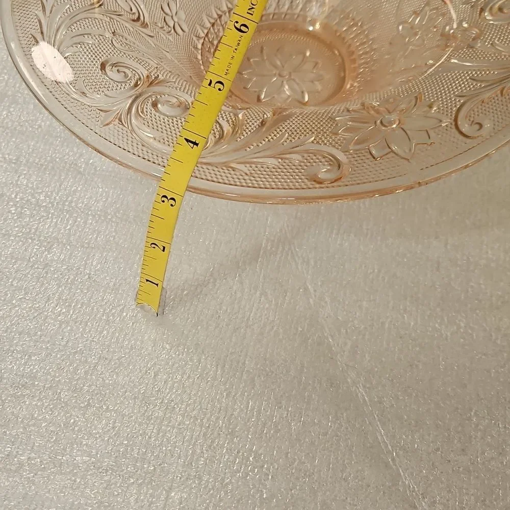 Vintage Indiana Pink Glass Bowl Floral Lace Pattern 11